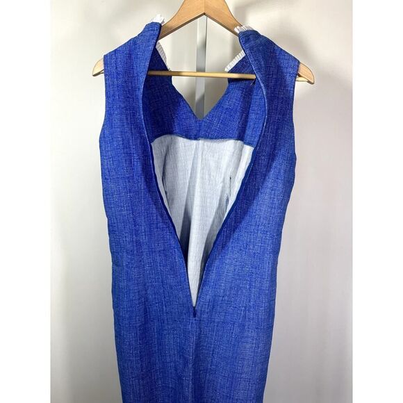 SARA CAMPBELL Women's Textured Fabric Sleeveless Sheath Dress Blue/White Size 6 - Picture 7 of 9